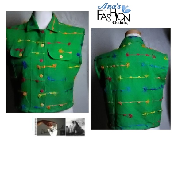 Ana's Fashion NWOT Green Cotton Vest Size XL - Picture 1 of 7